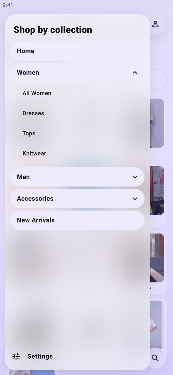 Side menu from Shopify navigation