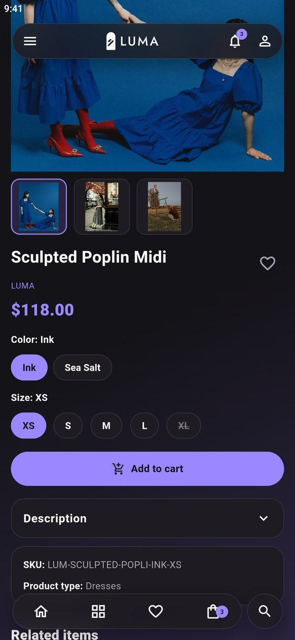 ShopNative product page in dark mode
